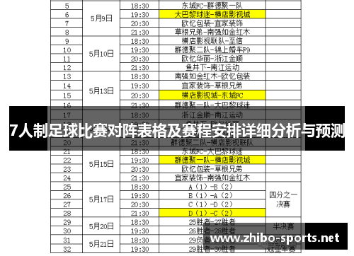 7人制足球比赛对阵表格及赛程安排详细分析与预测